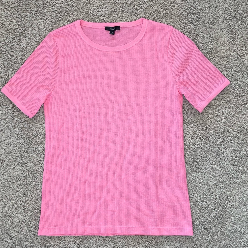 J Crew Short Sleeve Pink Waffle T-Shirt Size Medium